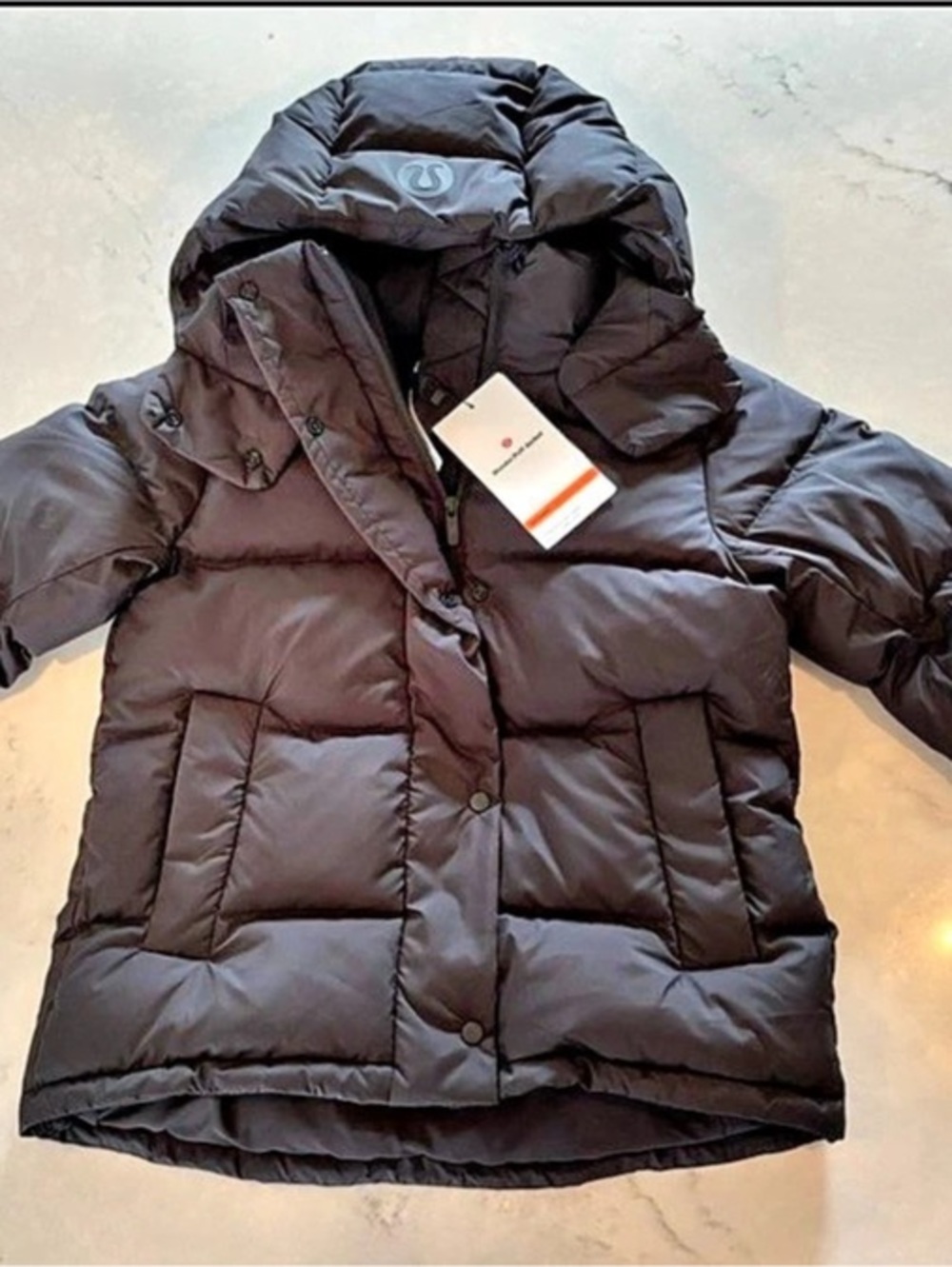 NWT lululemon Wunder Puff Jacket Coat Black Down Puffer Removable Hood - Size 2